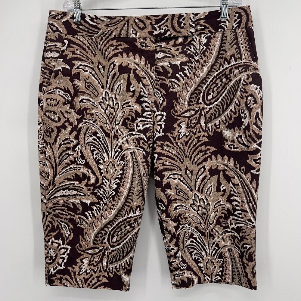 Oscar de la Renta Company Plus luxury Women’s Bermuda Shorts Brown Paisley 16